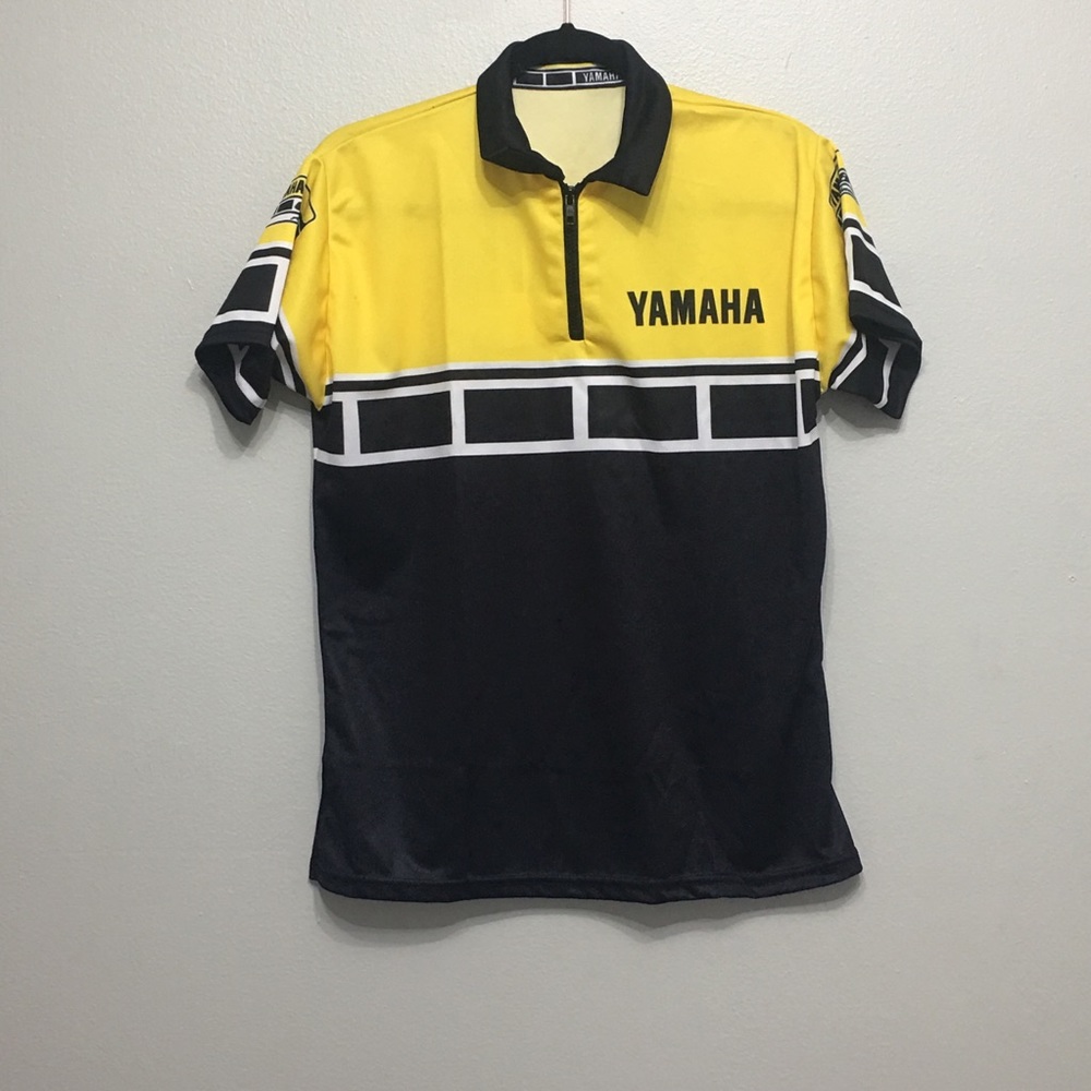 YAMAHA yellow and black polo shirt
